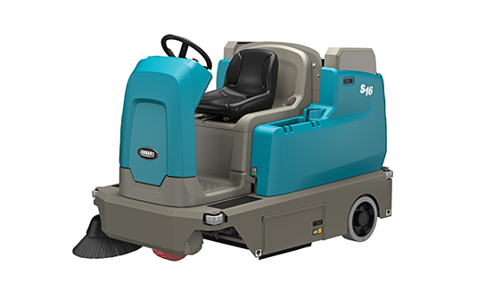Ride-on sweepers can clean large carpeted spaces, like convention centers, or hard-floored facilities like parking ramps and airports. 